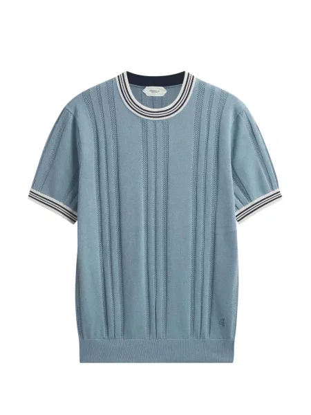 Tricou Pringle Of Scotland cu dungi tricotate albastru