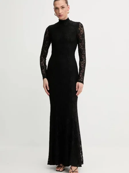 Bardot sukienka maxi rozkloszowana czarny