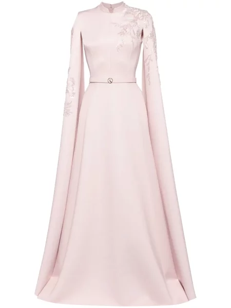 Rochie Saiid Kobeisy cu broderie cu model floral roz