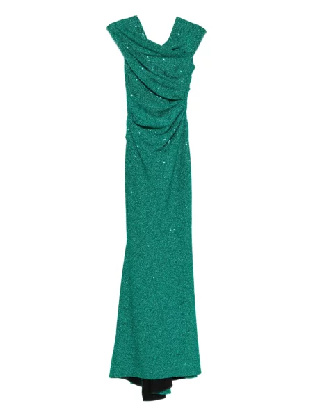 Rochie Talbot Runhof cu paiete drapată de costum verde