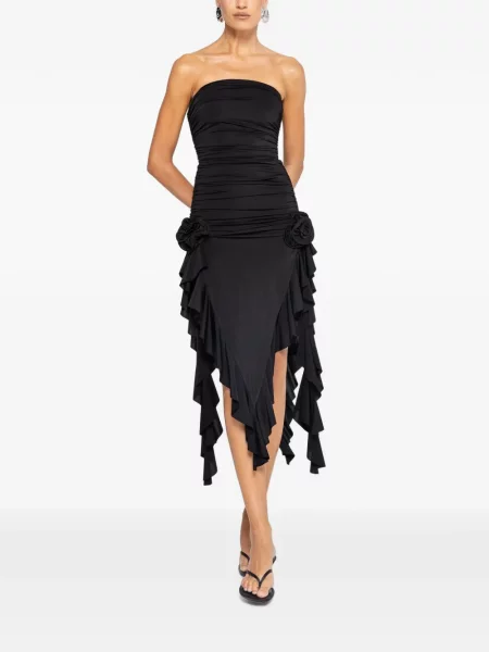 Rochie midi Nissa cu model floral cu aplicații negru