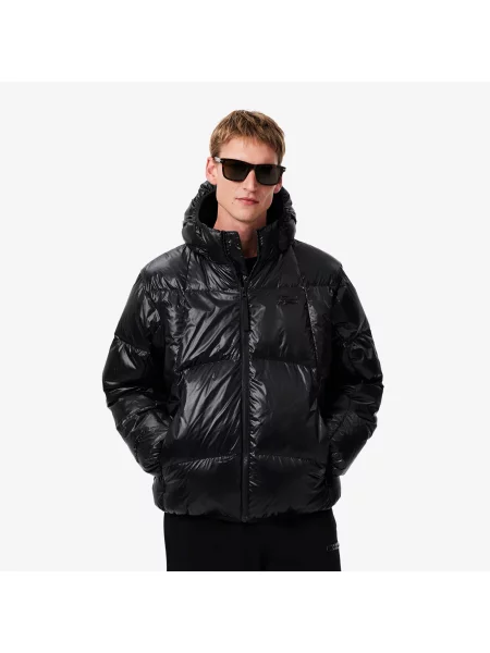 Lacoste Krótka Wodoodporna Kurtka Puchowa czarny