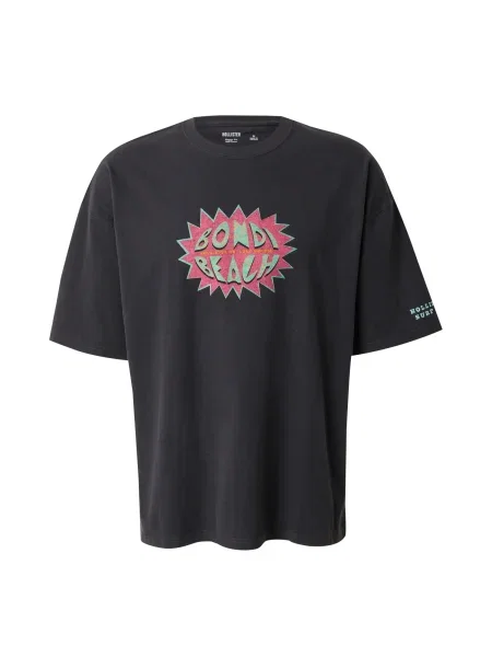 HOLLISTER Póló menta / narancs / rózsaszín fekete