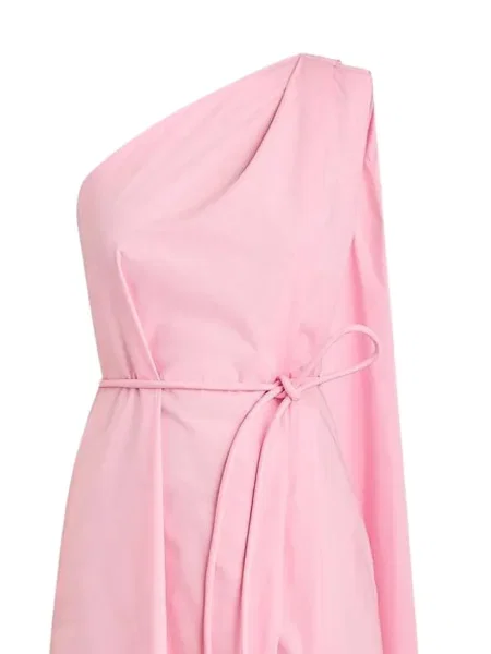 Rochie midi Scanlan Theodore până la genunchi cu un umăr gol de costum roz
