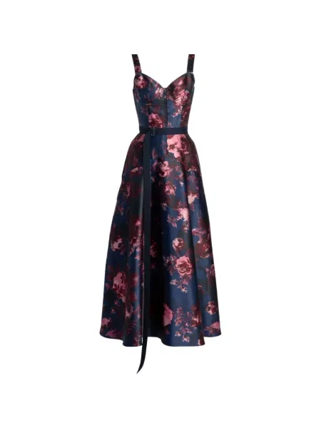 Rochie maxi Erdem cu model floral cu imagine albastru