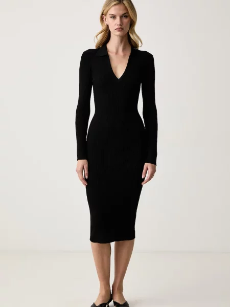 Silvian Heach rochie tricotată cu vâscoză HAUGEN negru