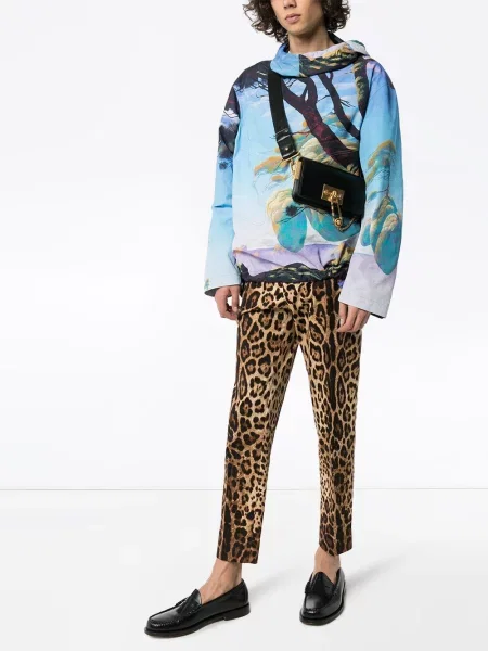 Spodnie Dolce And Gabbana z nadrukiem w panterkę brązowe