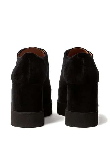 Кадифени маратонки Stella Mccartney с връзки на платформе черно