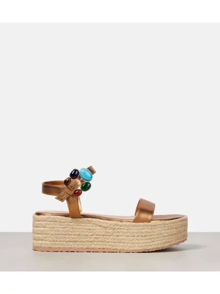 Espadrile Gianvito Rossi din piele cu platformă maro