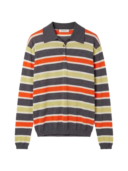 Tricou polo Zankov din lână merinos gri