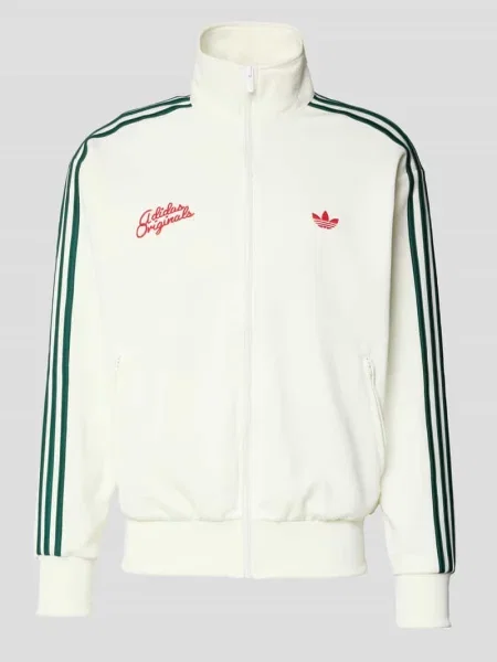 Bluza rozpinana z wyhaftowanym logo i stójką Adidas Originals biała