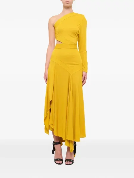 Rochie midi Givenchy cu un umăr gol galben