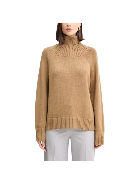 Sweter z golfem Michael Kors wełniany do golfa beżowy