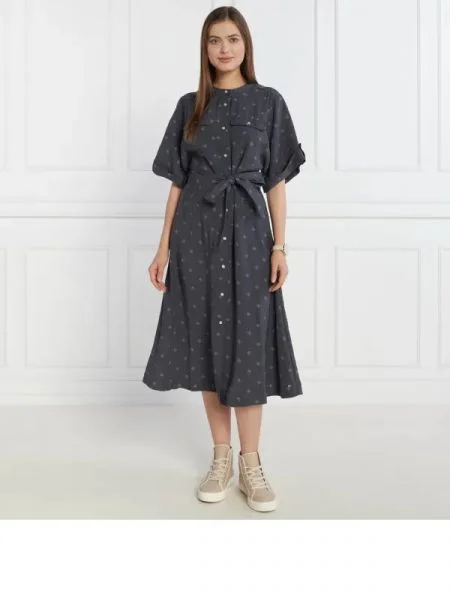 Tommy Hilfiger Rochie cu cordon AMD VIS CREPE SS gri