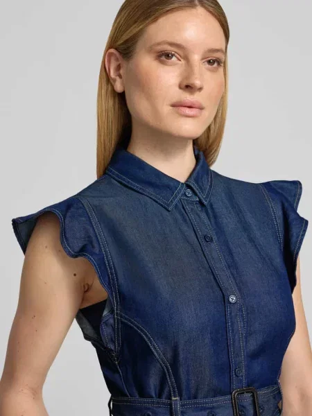 Tommy Hilfiger Sukienka W Stylu Koszuli Z Efektem Jeansowym blau granatowa