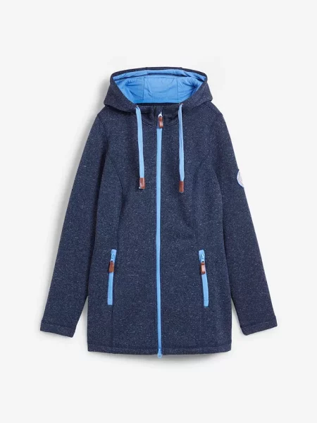 Bluza rozpinana z polaru z kapturem niebieska