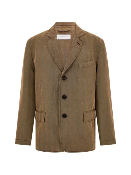 Sacou Ferragamo cu un singur rând de nasturi maro