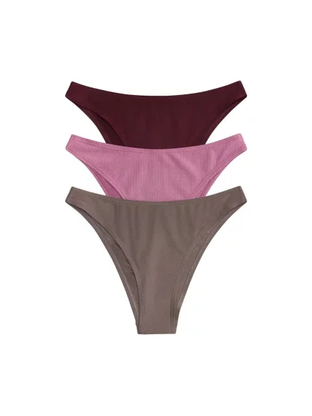 The Set Slip costum de baie taupe / roz / roșu vin gri