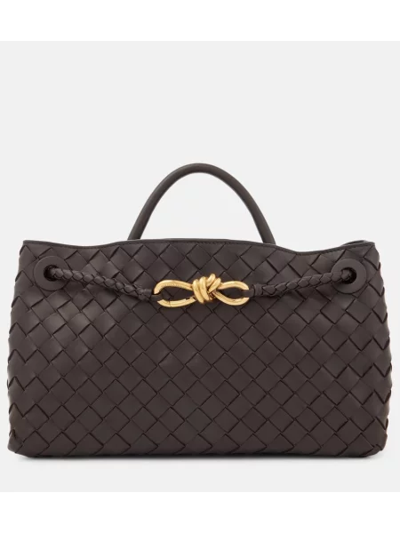Δερμάτινη τσάντα shopper Bottega Veneta καφέ