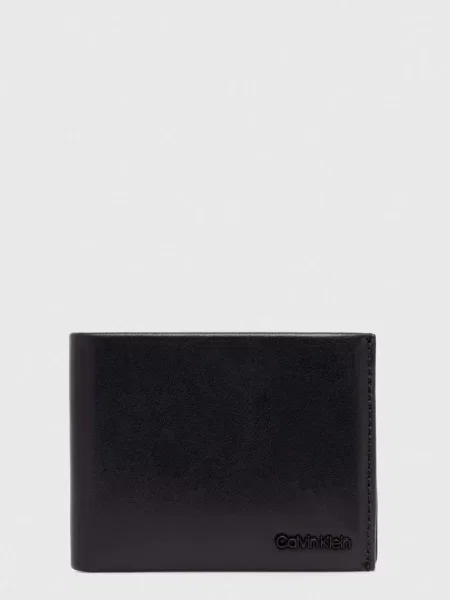Bőr pénztárca Calvin Klein fekete