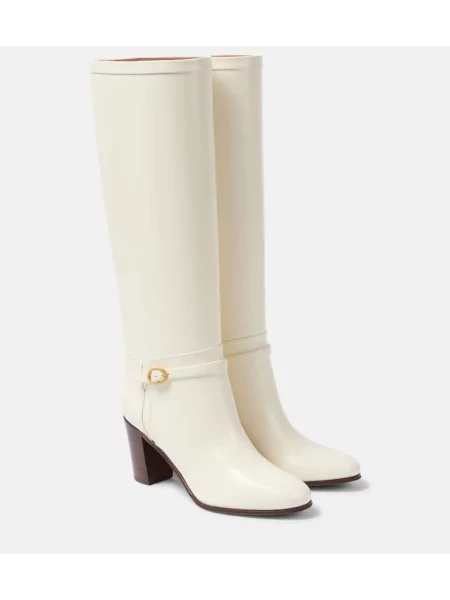 Usnjene škornji Valentino Garavani bela