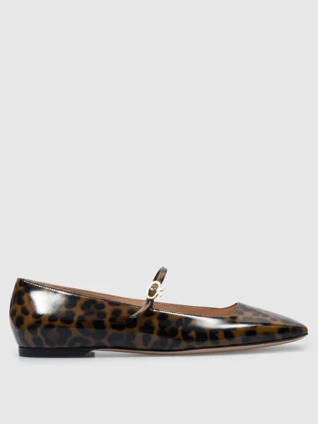 Кожаные балетки Gianvito Rossi с принтом коричневые