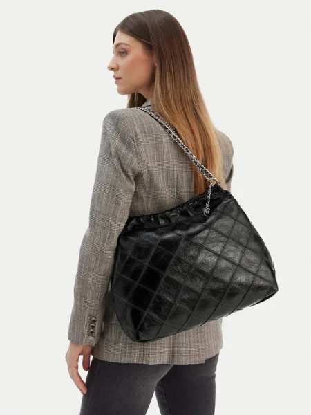 Geantă Tory Burch Fleming Soft Distressed Hobo Bag negru