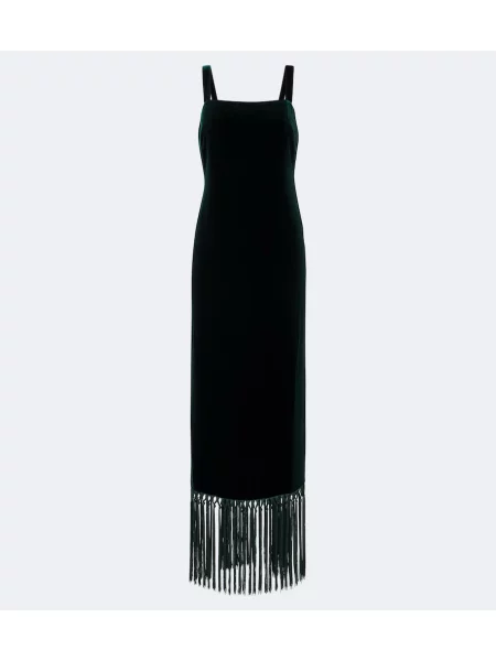 Rochie maxi Taller Marmo cu franjuri de catifea verde