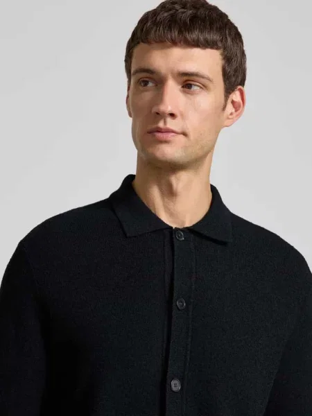 Kurtka wełniana z kołnierzykiem typu kent Ck Calvin Klein czarna