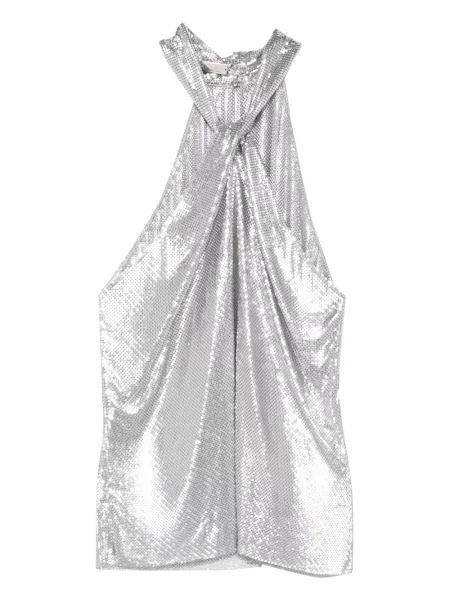 Bluzka Rabanne z dekoltem halter srebrna