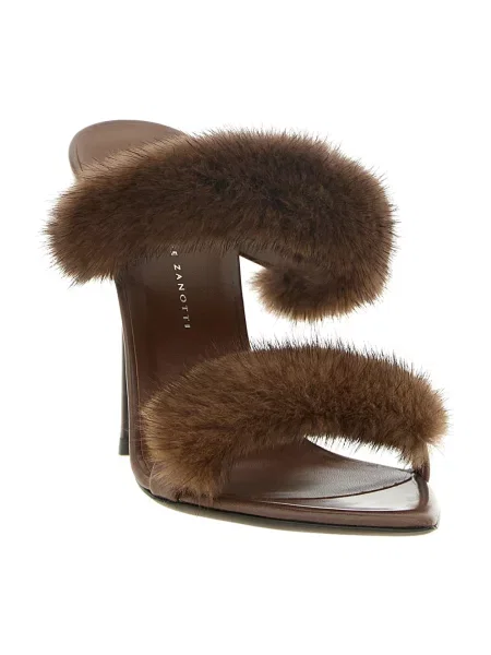 Klapki mules Giuseppe Zanotti skórzane brązowe