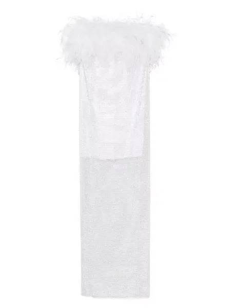Rochie midi Santa Brands cu pene până la genunchi de costum alb