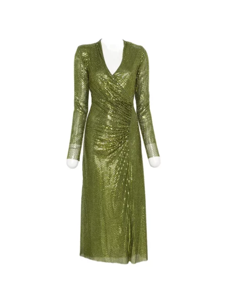 Rochie midi Self-portrait cu volane verde