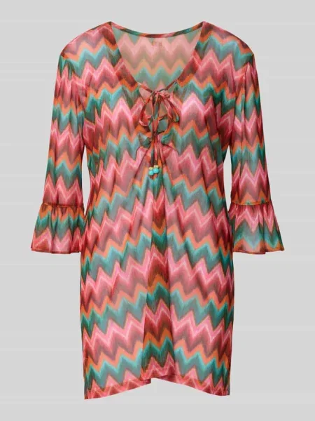 Tunika o kroju oversized z dekoltem w serek model ‘ACELO’ Banana Moon pomarańczowa