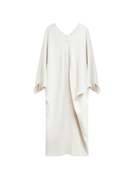 Rochie midi The Frankie Shop cu decolteu în V drapată alb