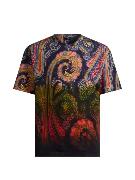 Tricou Etro din jerseu cu model paisley albastru