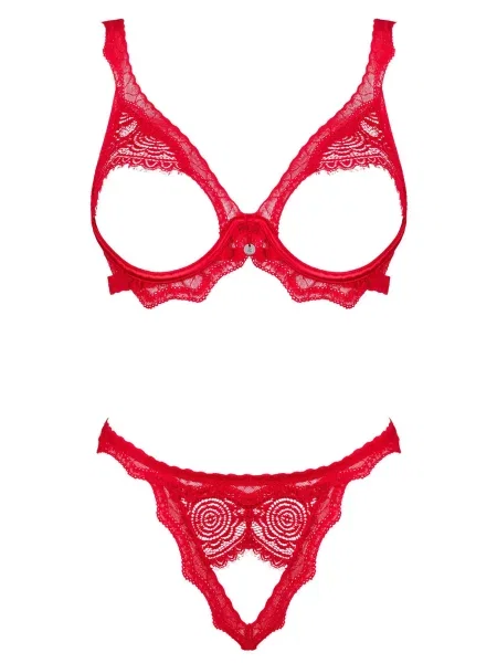 Трусики с открытым доступом Комплект_Obsessive_Bergamore_set червоні