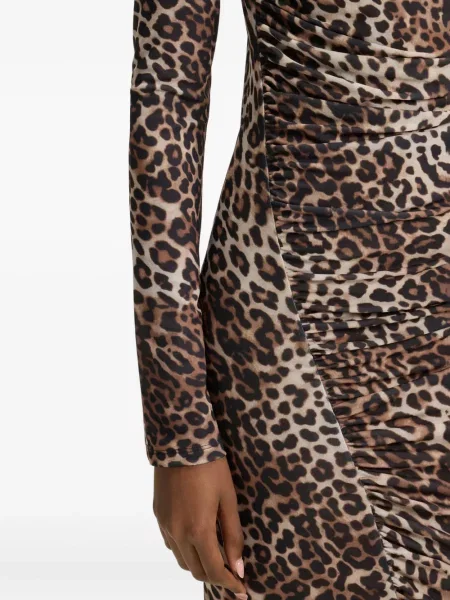 Rochie midi Hugo cu imagine cu model leopard maro