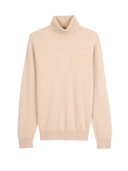 GOBI Cashmere Pulover Men's Essential Turtleneck Cashmere Sweater' bej