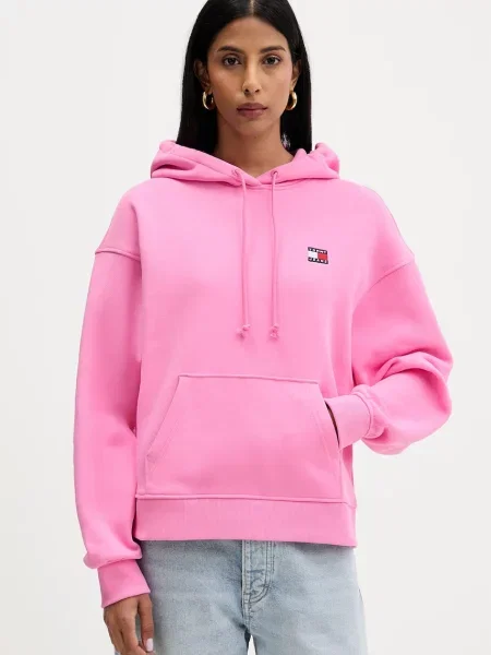 Tommy Jeans hanorac cu glugă pentru femei din roz