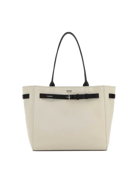 Shopperka Tom Ford skórzana beżowa