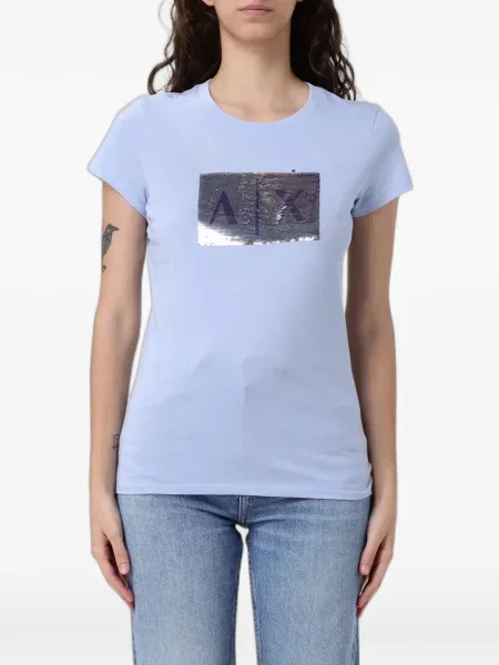 Tricou Armani Exchange cu paiete albastru