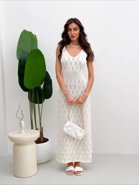 Сукня максі ART KNIT бавовна/акрил білий