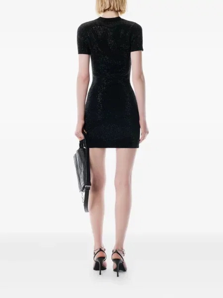 Rochie mini Alexander Wang cu decolteu rotund de costum negru