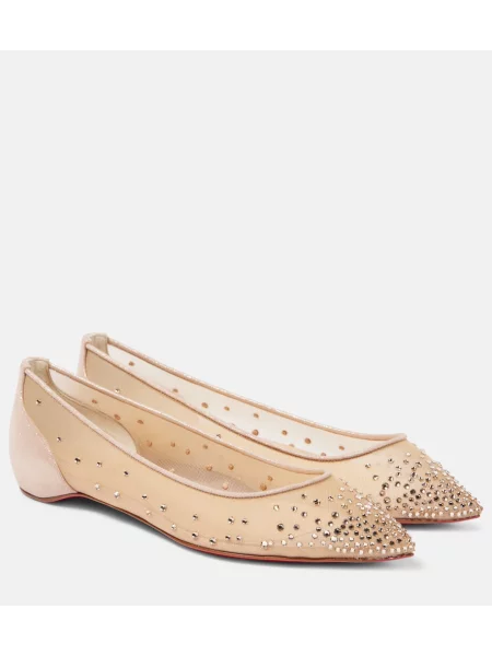 Balerinke Christian Louboutin z mrežo bež