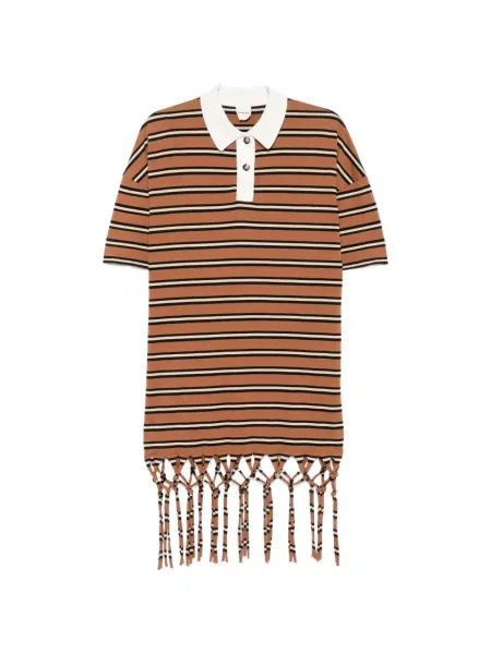 Rochie mini Nanushka cu franjuri cu dungi maro
