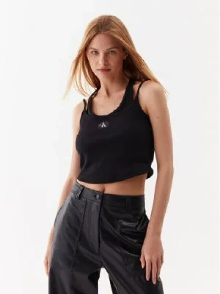 Top din denim Calvin Klein Jeans negru