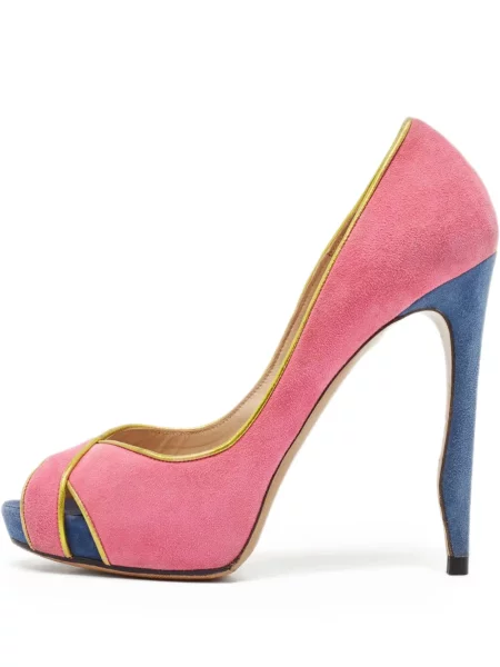 Pantofi cu toc Nicholas Kirkwood din piele de căprioară roz