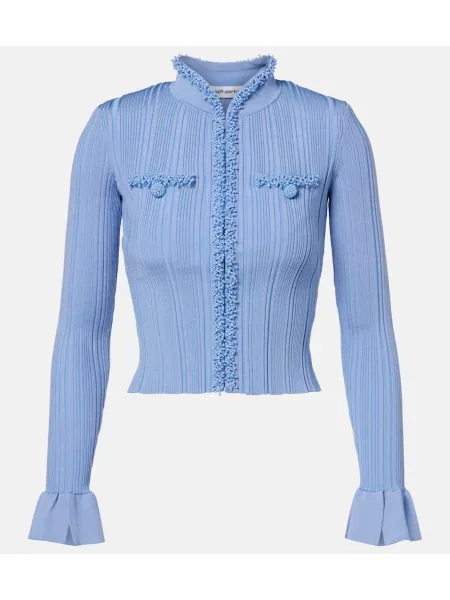 Cardigan Self-portrait tricotate cu mărgele albastru