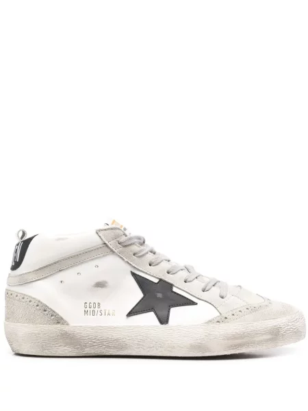 Sneakerși Golden Goose Mid Star zdrențuiți alb